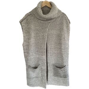 AZZ Trading Inc Sweater Size OS Cowl Neck Tunic Pockets Split Front Artsy Gray